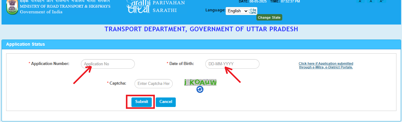 DL Status Check Online